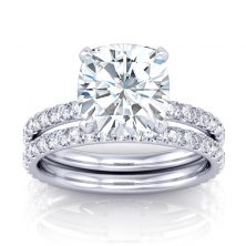 Cushion Cut Engagement Ring with Sidestones - GTJ3607w-set-2