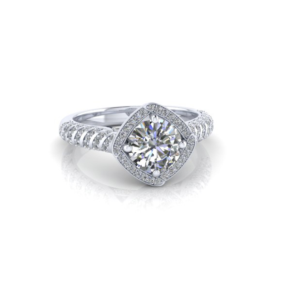 Alternative view of Reserved - Custom Platinum Diamond Engagement Ring Setting