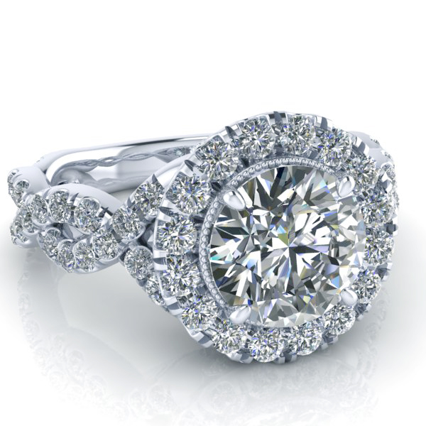 Alternative view of Reserved - Moissanite and Diamond Halo Ring