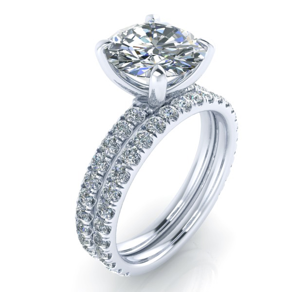 Alternative view of Custom Platinum Diamond Wedding Band #GTJ3642-round-w-band