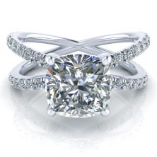 Pave Set X Diamond Engagement Ring Setting