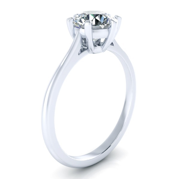 14K Gold Round 6-Prong Solitaire Ring Setting - Made In USA - Fits Any Ring Size