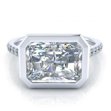 GTJ3733-radiant-w-9x7-Size-6.5-1 Radiant Cut Bezel Set Moissanite Engagement Ring