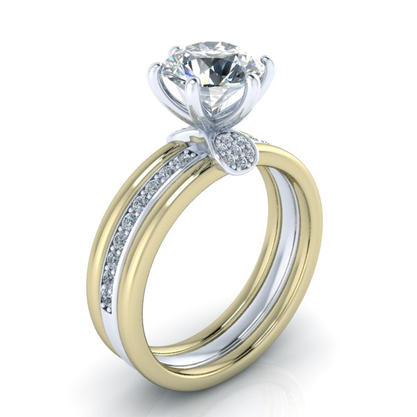 Alternative view of Custom 3 Piece Engagement Ring Set #GTJ3738-round-w-y