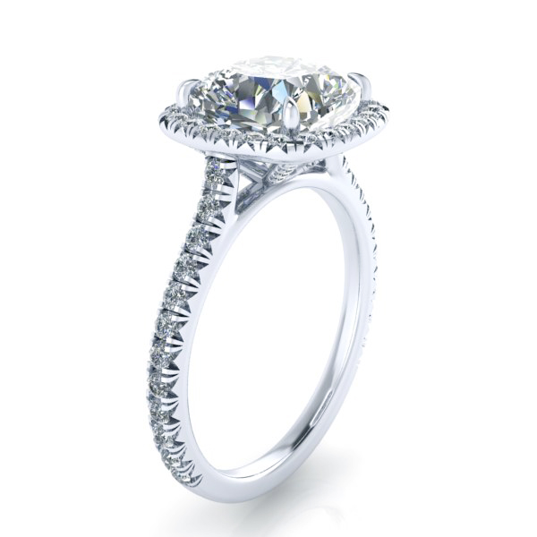 Alternative view of 8mm Cushion Cut Halo Engagement Ring #GTJ3602-cushion-fo-mod