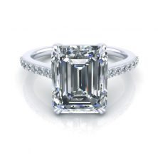 Emerald Cut Moissanite Engagement Ring - GTJ3751-emerald-w-1 Emerald Cut Forever One Moissanite Engagement Ring