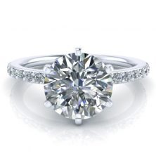 6 Prong Moissanite Ring in White Gold