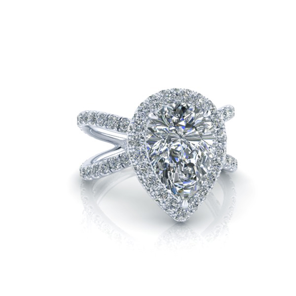 Alternative view of Custom Pear Shaped Moissanite Engagement Ring