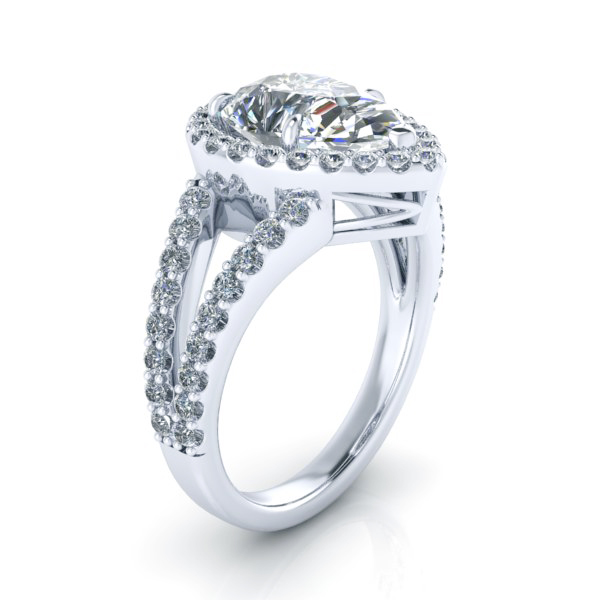 Alternative view of Split Shank Pear Shaped Halo Ring #GTJ3770