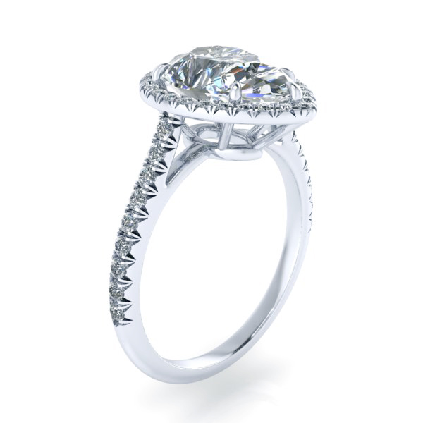 Alternative view of Pear Shaped Halo Moissanite Ring #GTJ3772