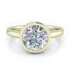 Image - Round Yellow Gold Bezel Set Ring with Under Halo #GTJ3908-round-y-7.5mm-1