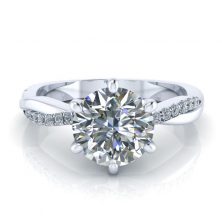 GTJ3778-round-w-1 Petite Moissanite Engagement Ring GTJ3778-round-fo-w - Image