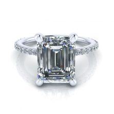 Emerald Cut Moissanite Engagement Ring - GTJ3780-emerald-w-1 Emerald Cut Moissanite Engagement Ring #GTJ3780-emerald-fo-w - Image