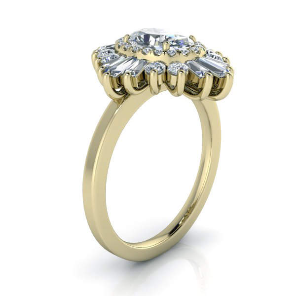 Alternative view of Oval Moissanite and Diamond Engagement Ring #GTJ3789-oval-fo