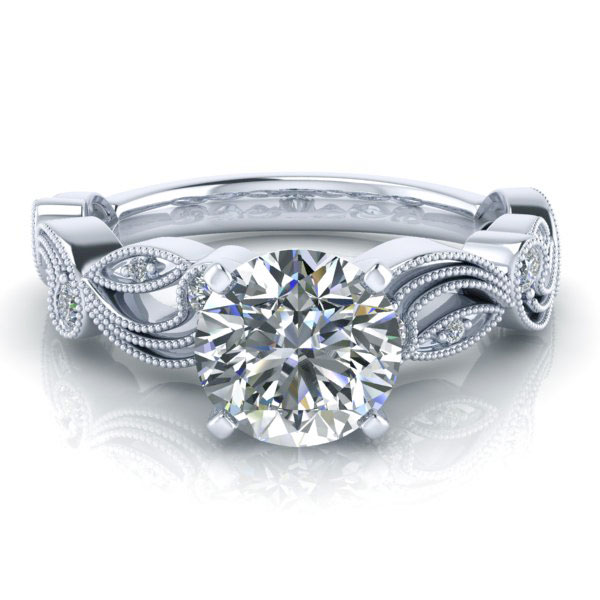 Milgrain Floral Engagement Ring - Image