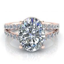 Rose Gold Oval Cut Split Shank Engagement Ring - GTJ3000-r-1 Image - Rose Gold Oval Cut Split Shank Engagement Ring - GTJ3000-r-1