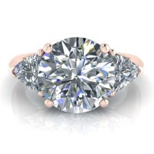 Rose Gold Three Stone Moissanite Ring - GTJ3803-r-1 Image - Rose Gold Three Stone Moissanite Ring - GTJ3803-r-1