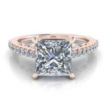 Rose Gold Princess Cut Ring Setting - GTJ3809-r-1 Image - Rose Gold Princess Cut Ring Setting - GTJ3809-r-1
