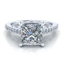 Princess Cut Ring Setting with Sidestones - GTJ3809-w-1 Image - Princess Cut Ring Setting with Sidestones - GTJ3809-w-1