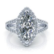 Marquise Cut Split Shank Halo Ring #GTJ3813-marquise-w Image - Marquise Cut Split Shank Halo Ring #GTJ3813-marquise-w