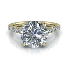 Yellow Gold Sidestone Engagement Ring Setting #GTJ3815-round-y Image - Yellow Gold Sidestone Engagement Ring Setting #GTJ3815-round-y