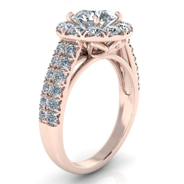 Alternative view of Round Cut Moissanite Halo Engagement Ring #GTJ3818-round-fo-r