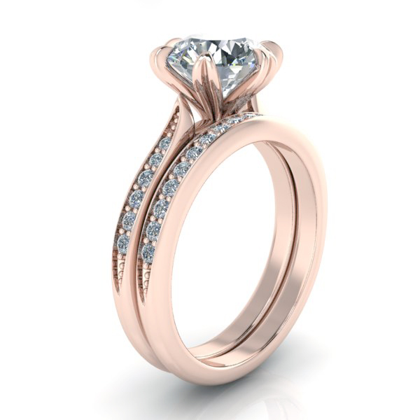 Alternative view of Diamond Engagement Ring Setting & Matching Diamond Band #GTJ3819-round-fo-r