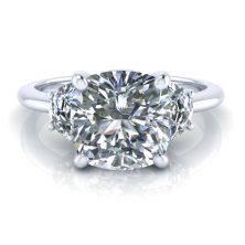 Three Stone Cushion Cut and Half Moon Moissanite Ring - GTJ3822-w-1 Image - Three Stone Cushion Cut and Half Moon Moissanite Ring - GTJ3822-w-1