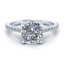 Image - Cushion Cut Moissanite and Diamond Engagement Rings - GTJ3827-cushion-fo-w