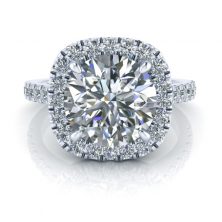 Round Halo Moissanite Ring - GTJ3836-round-fo-w Image - Round Halo Moissanite Ring - GTJ3836-round-fo-w