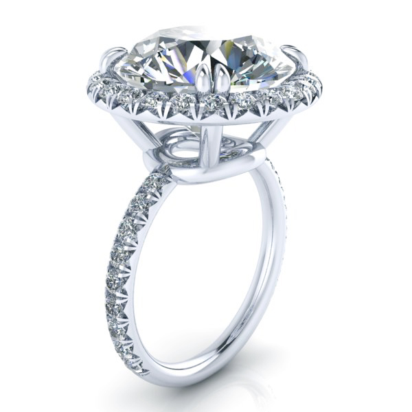 Alternative view of Custom Moissanite Halo Engagement Ring #GTJ3837-round-fo-w