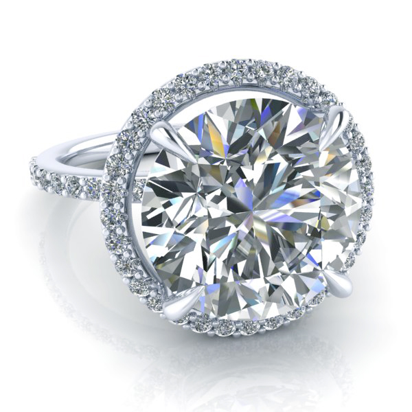 Alternative view of Moissanite Halo Engagement Ring #GTJ6002-round-fo-w-10.5mm