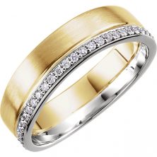 18k Two Tone Mans Diamond Wedding Band Image - 18k Two Tone Mans Diamond Wedding Band