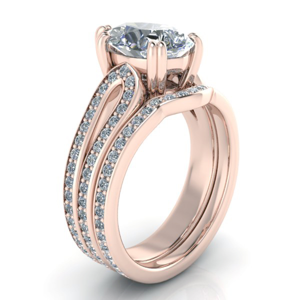Alternative view of Matching Custom Rose Gold Diamond Band #GTJ991-pear-fb-r-band