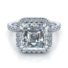 Asscher Cut Pave Halo Ring - GTJ3745-asscher-fo-w Asscher Cut Pave Halo Ring - GTJ3745-asscher-fo-w - Image