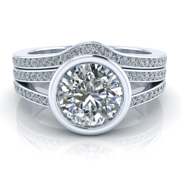 Matching Diamond Wedding Band and Bezel Set Ring