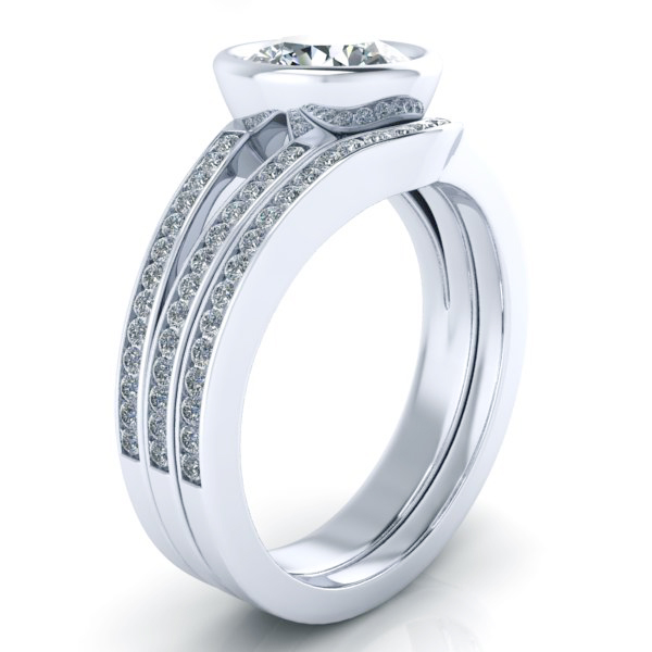 Alternative view of Custom Diamond Wedding Band #GTJ3844-round-w-band