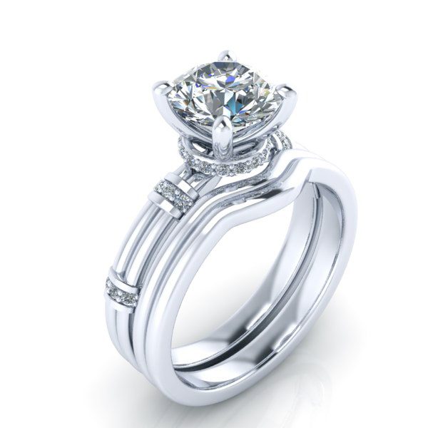 Image - Matching Platinum Wedding Band GTJ1036-cushion-w-set-plain-1