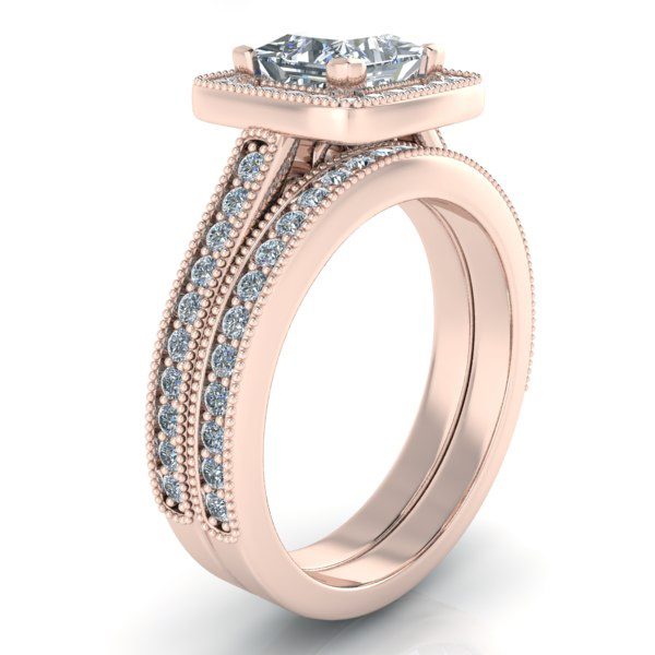 14k Rose Gold Vintage Diamond Wedding Band #GTJ3763-r-band - Image 2