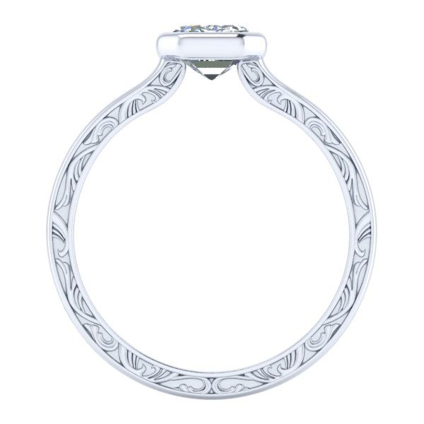 Custom Bezel Set Engagement Ring #GTJ3846-emerald-fo-plat - Image 3