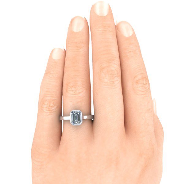 Custom Bezel Set Engagement Ring #GTJ3846-emerald-fo-plat - Image 5