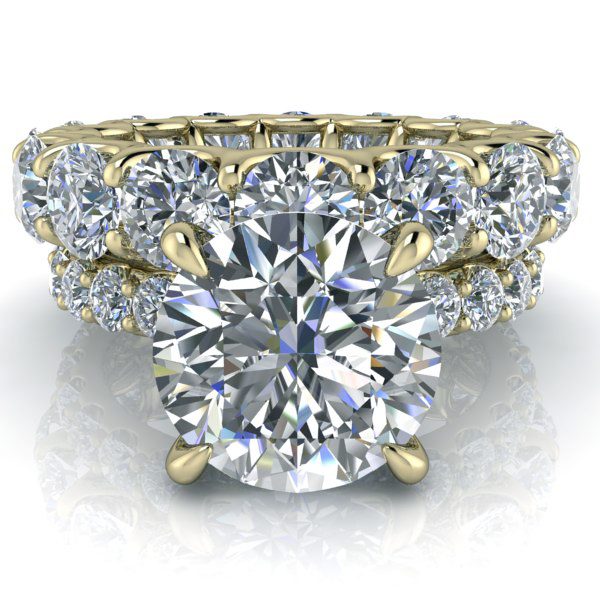 Custom Engagement and Eternity Ring Set #GTJ3854-round-fo-y - Image 2