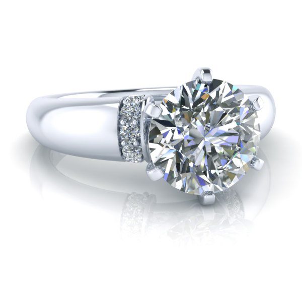 6 Prong Round Cut Moissanite Ring #GTJ3855-round-fo-w - Image 4