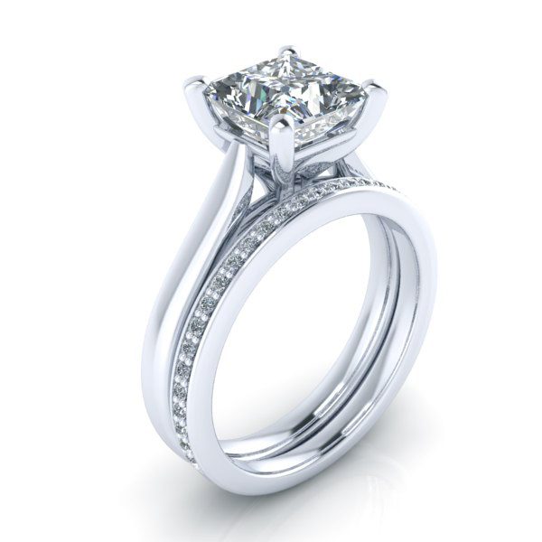 Matching Wedding Band #GTJ937-square-w-diamond-band - Image 2
