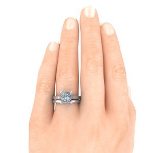 GTJ937 princess w set plain band hand 1 | Gerry The Jeweler