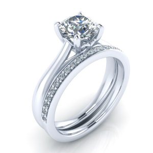 Alternative view of Matching Diamond Wedding Band #GTJ1042-round-w-dwb-2