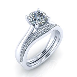 Alternative view of Matching Diamond Wedding Band #GTJ1042-round-w-dwb