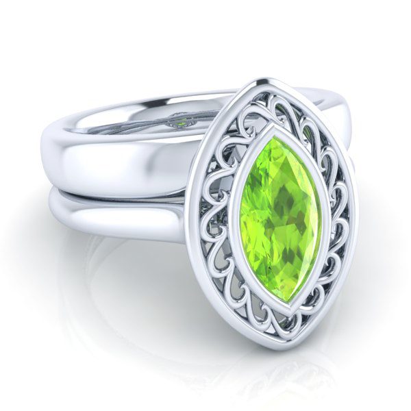 Custom Peridot Engagement Ring #GTJ1114-marquise-peridot-w-set - Image 2