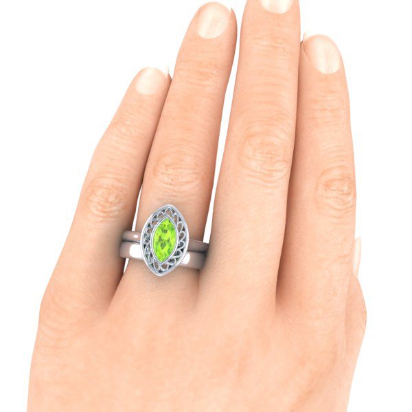 Custom Peridot Engagement Ring #GTJ1114-marquise-peridot-w-set - Image 5