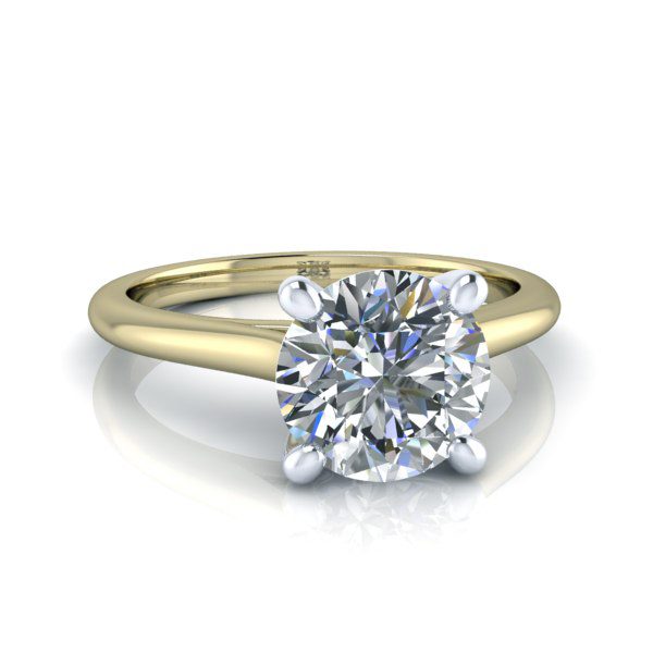 Two Tone Moissanite Engagement Ring and Band #GTJ3860-round-yw-fo - Image 4